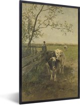 Fotolijst incl. Poster - De melkbocht - Schilderij van Anton Mauve - 20x30 cm - Posterlijst