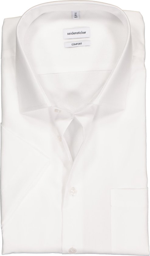 Seidensticker comfort fit overhemd - korte mouw - wit - Strijkvrij - Boordmaat: