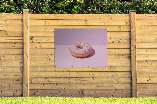 Affiche jardin - Toile jardin - Posters de jardin extérieur - Beignet rose avec grêle - 120x90 cm - Jardin