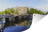 Tuindecoratie Helder water in de Brouwersgracht in Amsterdam - 60x40 cm - Tuinposter - Tuindoek - Buitenposter