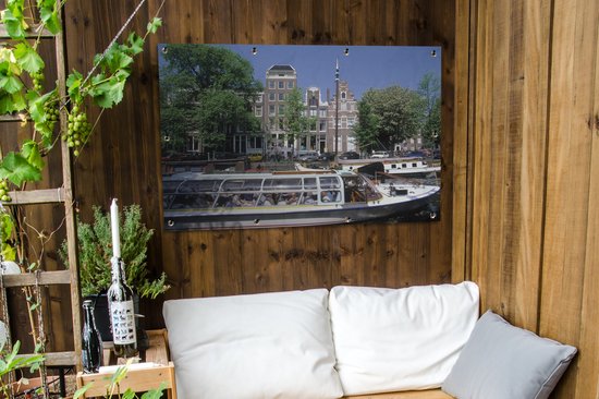 Croisière sur les canaux dans le Brouwersgracht à Amsterdam affiche de jardin 120x80 cm - Toile de jardin / Toile d'extérieur / Peintures d'extérieur (décoration de jardin)