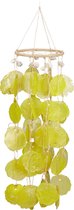 windgong capiz schelpen - met dromenvanger - 48 cm lang - geel