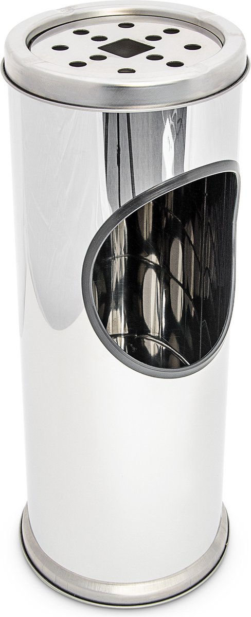 buitenasbak - staand - rvs - geïntegreerde prullenbak - klein - 37,5 cm - tuin - balkon - zilver
