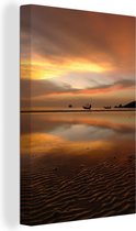 Canvas schilderij 120x180 cm - Wanddecoratie Zonsondergang over Sairee-strand Ko Tao in Thailand. - Muurdecoratie woonkamer - Slaapkamer decoratie - Kamer accessoires - Schilderijen