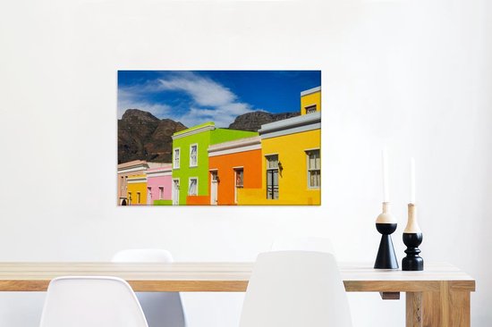 Canvas Schilderij Zuid afrika - Kaapstad - Huis - 90x60 cm - Wanddecoratie