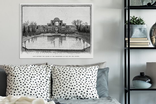Canvas Schilderij Een illustratie van de stadspoort in het Iraanse Teheran - 80x60 cm - Wanddecoratie