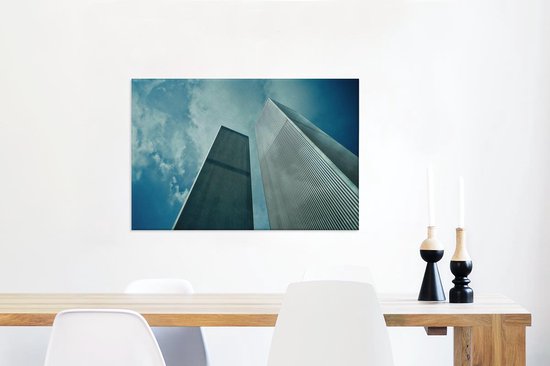 Canvas Schilderij Onderaanzicht van de torens van het World trade center in New York - 90x60 cm - Wanddecoratie