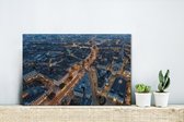 Canvas Schilderij Luchtfoto van de Franse stad Nantes - 30x20 cm - Wanddecoratie