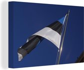 Canvas Schilderij Vlag van Estland wappert in de blauwe lucht - 60x40 cm - Wanddecoratie