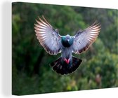 Une colombe volante parmi les arbres verts toile 180x120 cm - Tirage photo sur toile (Décoration murale salon / chambre) XXL / Groot format!