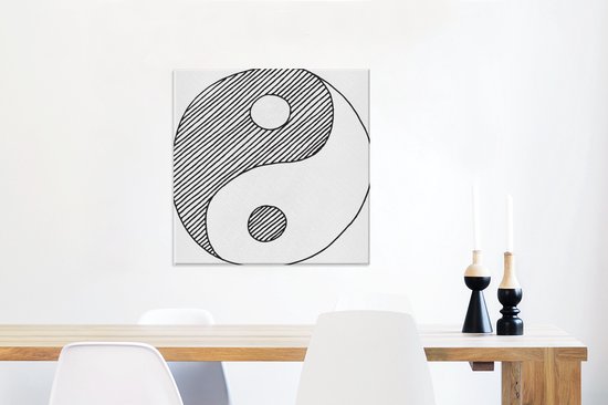 Une illustration d'une toile du logo Yin et Yang esquissée 50x50 cm - Tirage photo sur toile (Décoration murale salon / chambre)