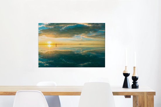 Salar de Uyuni coucher de soleil Bolivia toile 60x40 cm - Tirage photo sur toile (Décoration murale salon / chambre)