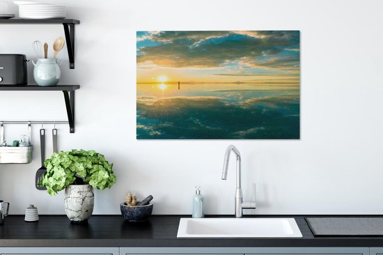 Salar de Uyuni coucher de soleil Bolivia toile 60x40 cm - Tirage photo sur toile (Décoration murale salon / chambre)