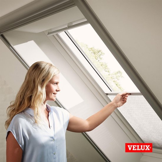 Store plissé original VELUX (FHL), cadre argenté, MK08, Natural