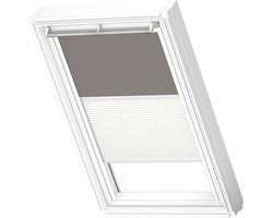 VELUX Origineel Verduisterend Rolgordijn Plus Plissé (DFD) Wit Kozijn, PK06, Grey