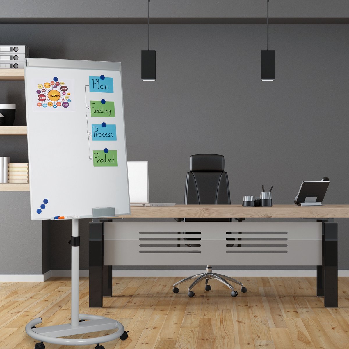 mobiele flipover - in hoogte verstelbaar - 100 x 70 cm - verrijdbare flipchart - op wielen thumbnail 6