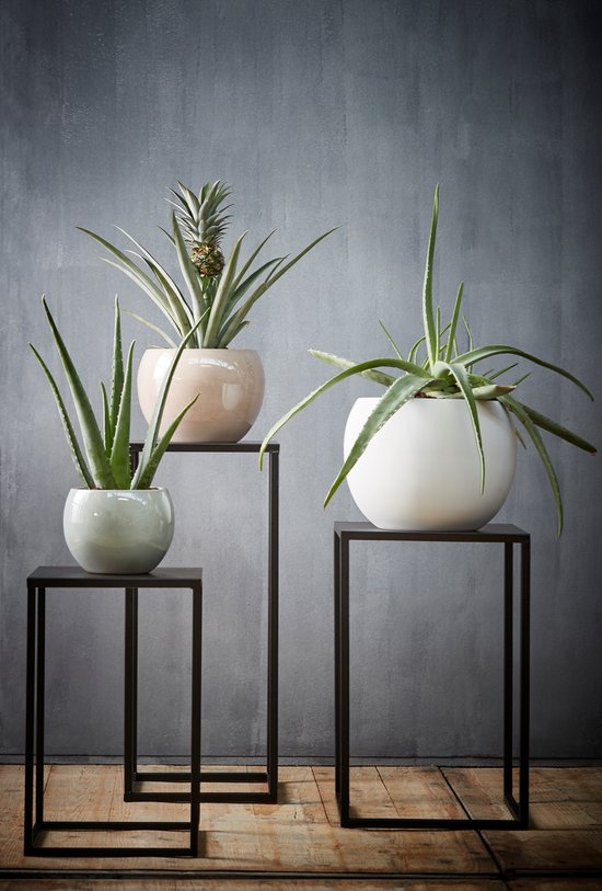 Mica Décorations Table Goa - Noir - Lot de 2 - grande : 30x30x70 cm, petite : 25x25x60 cm