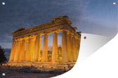 Muurdecoratie Het verlichte Parthenon in Griekenland - 180x120 cm - Tuinposter - Tuindoek - Buitenposter