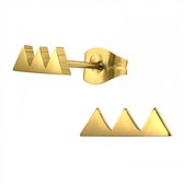 Zilveren oorbellen | Oorstekers | Gold plated oorstekers,  rij driehoekjes