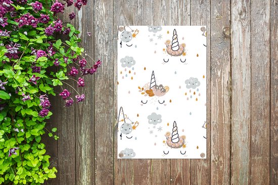 Décoration de jardin Motif enfant avec visages de licorne - 40x60 cm - Affiche jardin