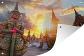 Muurdecoratie Thailand - Standbeeld - Zon - 180x120 cm - Tuinposter - Tuindoek - Buitenposter
