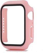 Hoesje geschikt voor Apple Watch 38MM - Hardcase - Screenprotector - Kunststof - Roze