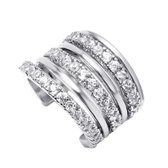 Ear cuff met 3 rijen steentjes | zilver gekleurd