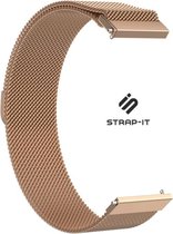 Milanees Smartwatch bandje - Geschikt voor Strap-it 20mm Milanees bandje RVS - Quick release - rosé goud - Strap-it Horlogeband / Polsband / Armband