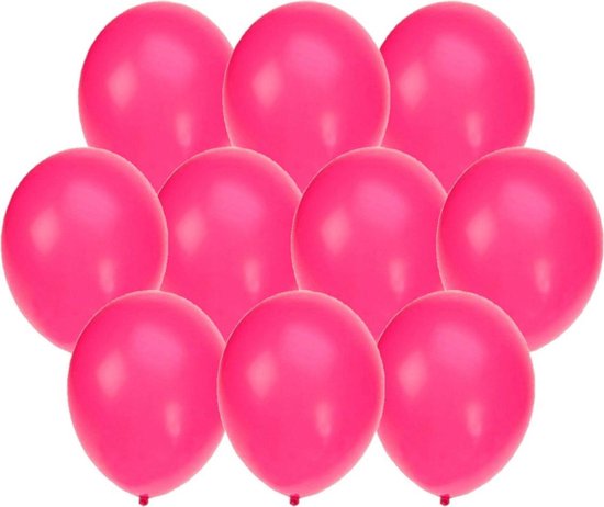 Bellatio Decorations ballonnen - 45 stuks - neon roze - 27 cm - helium of lucht - verjaardag / versiering