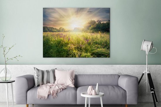 Peintures sur Toile Fleurs - Soleil - Printemps - 120x90 cm - Décoration murale