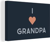 Canvas Schilderij I love grandpa - Spreuken - Opa - Quotes - 90x60 cm - Wanddecoratie - Vaderdag cadeau - Geschenk - Cadeautje voor hem - Tip - Mannen