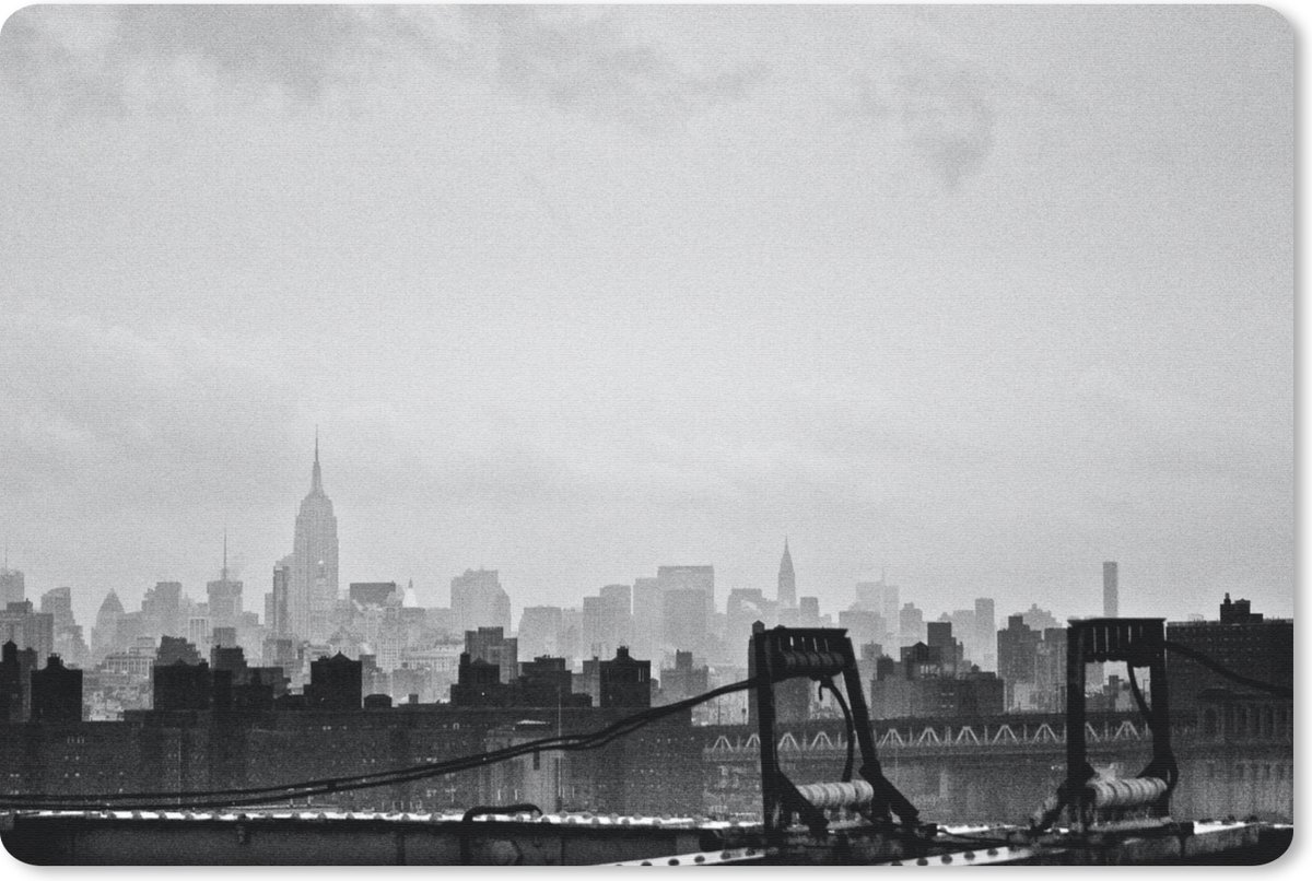 Muismat New York Luxurydeco - New York skyline in zwart-wit muismat rubber - 27x18 cm - Muismat met foto