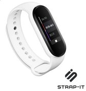 Siliconen Smartwatch bandje - Geschikt voor  Xiaomi Mi band 5 / 6 siliconen bandje - wit - Strap-it Horlogeband / Polsband / Armband