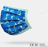 Premium Mondkapje Bloesem Blauw (met EN 14683 print) | Mondmasker | Biologisch Katoen | Tot 15 keer Wasbaar Mondkapje |Volwassenen |L