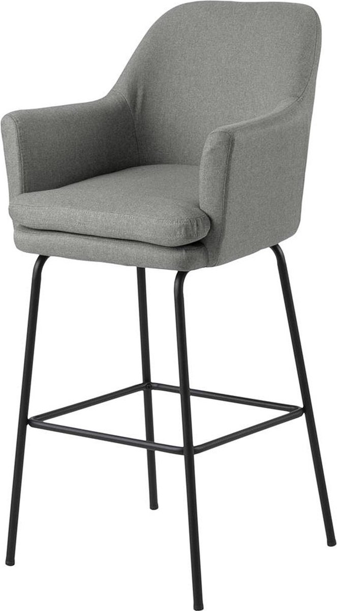Lisomme Jez gestoffeerde barkruk lichtgrijs - 75 cm - Barstoel - Bar - met Armleuning - Grijs