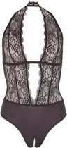 Cottelli Collection – Erotische V Split Body met Toegang tot de Intieme Zones – Maat S - Zwart