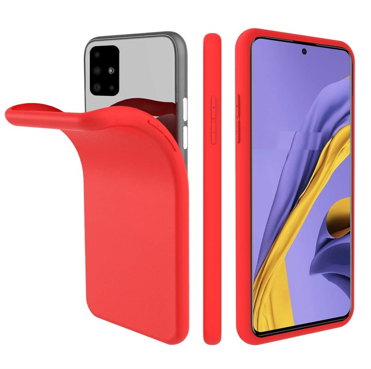 BixB Samsung A51 Hoesje - Nano Siliconen Glitter Backcover - Rood