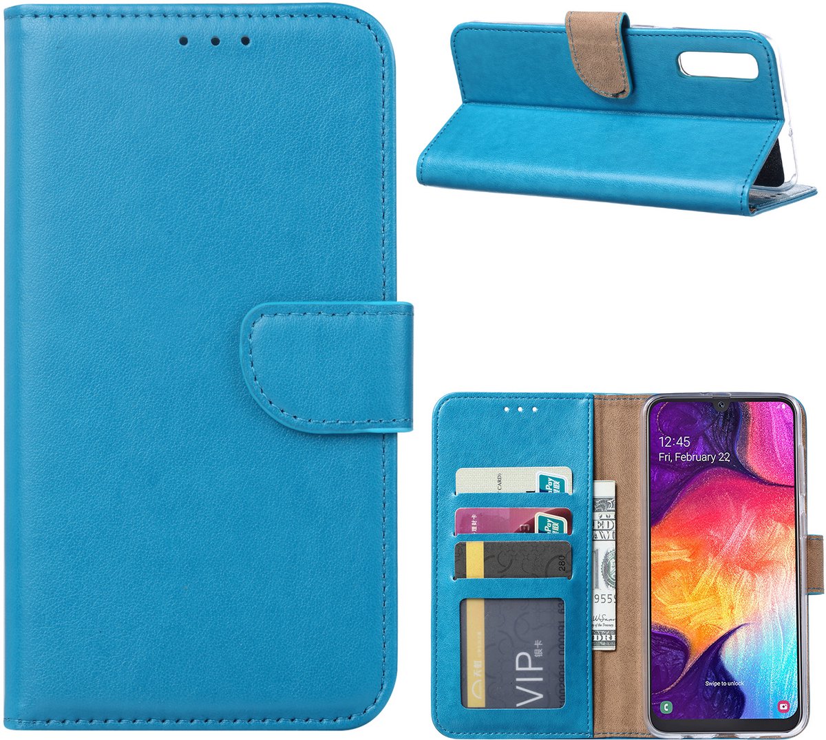 Telefoon Hoesje met pasjeshouder voor Samsung Galaxy A50s/A30s - Turquoise - van Bixb