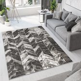 Tapiso Bali PP Vloerkleed Grijs Abstract Laagpolig Tapijt Maat- 80x150