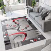 Tapiso Bali PP Vloerkleed Woonkamer Slaapkamer Grijs Rood Design Interieur Sfeervol Woonsfeer Modern Duurzaam Hoogwaardig Tapijt Maat - 80x150