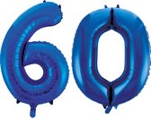 Blauwe folie ballonnen cijfer 60.