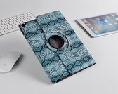 H.K. Draaibaar/Boekhoesje hoesje slangenprint blauw geschikt voor Apple iPad AIR 5/6/7/8/AIR/AIR2/2017/2018 + Glasfolie