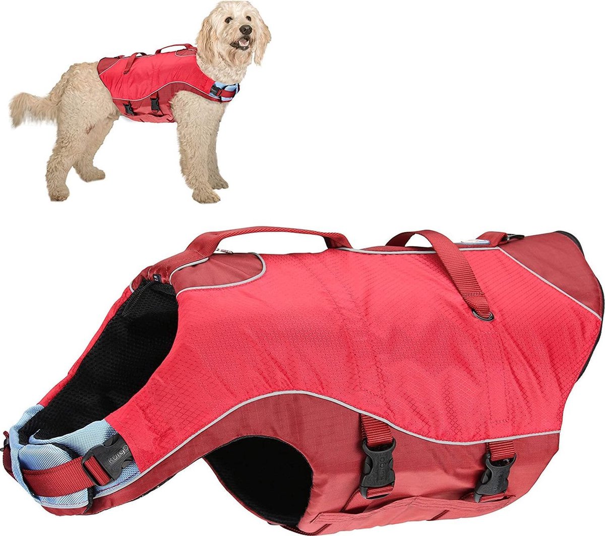 Kurgo Life Jacket Surf N Turf  Comfortabel Hondenzwemvest - Rood - Large