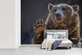 Behang - Fotobehang Close-up van een zwaaiende beer - Breedte 415 cm x hoogte 300 cm