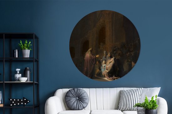 Chant de louange de Siméon - Peinture de Rembrandt van Rijn assiette en plastique cercle mural ⌀ 120 cm