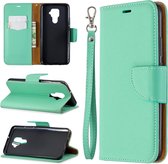 Voor huawei mate 30 lite litchi textuur pure kleur horizontale flip pu lederen tas met houder & kaartsleuven & portemonnee & lanyard (groen)