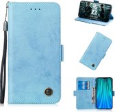 Voor Xiaomi Redmi Note 8 Pro Retro horizontale flip PU lederen tas met kaartsleuven en houder (blauw)