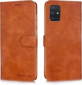Voor Galaxy A71 Diaobaolee Pure Fresh Grain horizontale flip lederen tas met houder en kaartsleuven (geel)