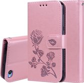 Rose reliÃ«f horizontale Flip PU lederen tas voor Geschikt voor Xiaomi Redmi Go, met houder & kaartsleuven & portemonnee (Rose Gold)
