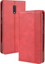 Voor Nokia 2.3 magnetische gesp Retro Crazy Horse Texture Horizontaal Flip lederen hoesje met houder & kaartsleuven & fotolijst (rood)